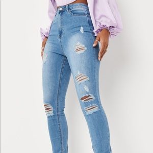 Missguded Highwaisted Authentic Rip Skinny Wash